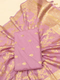 Lanvender Cotton Banarasi suit front drape view