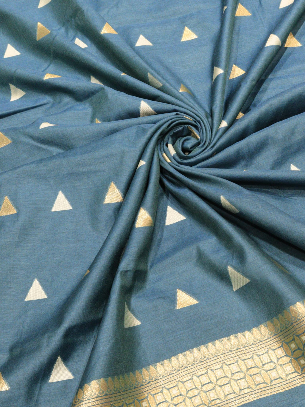 Deep Teal Cotton Banarasi suit sleeve detail
