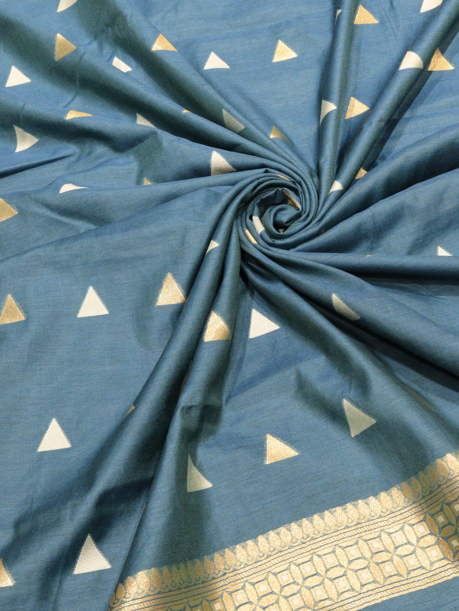 Deep Teal Cotton Banarasi suit sleeve detail