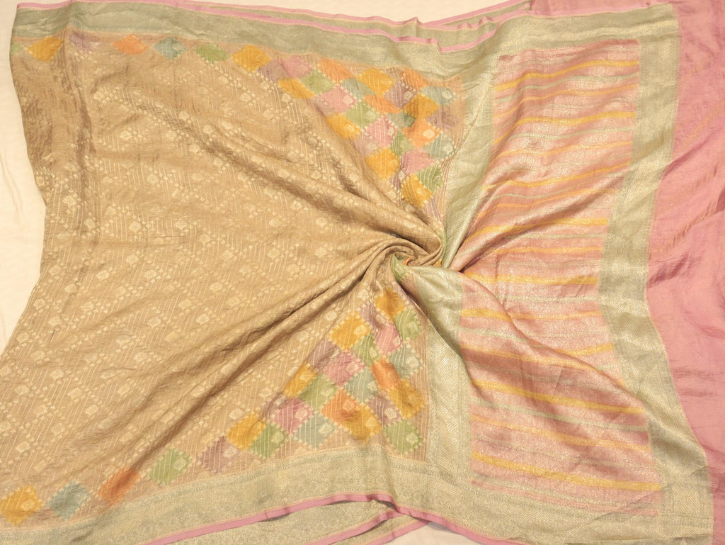 Syster Green Tissue Georgette Banarasi saree texture detail