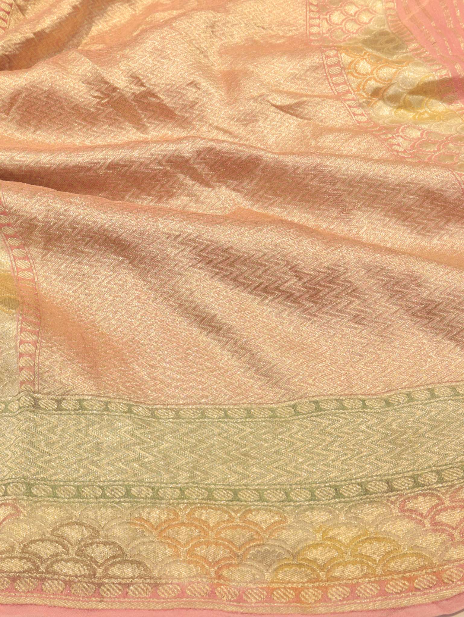Taupe Rose Gold Tissue Georgette Banarasi saree blouse piece