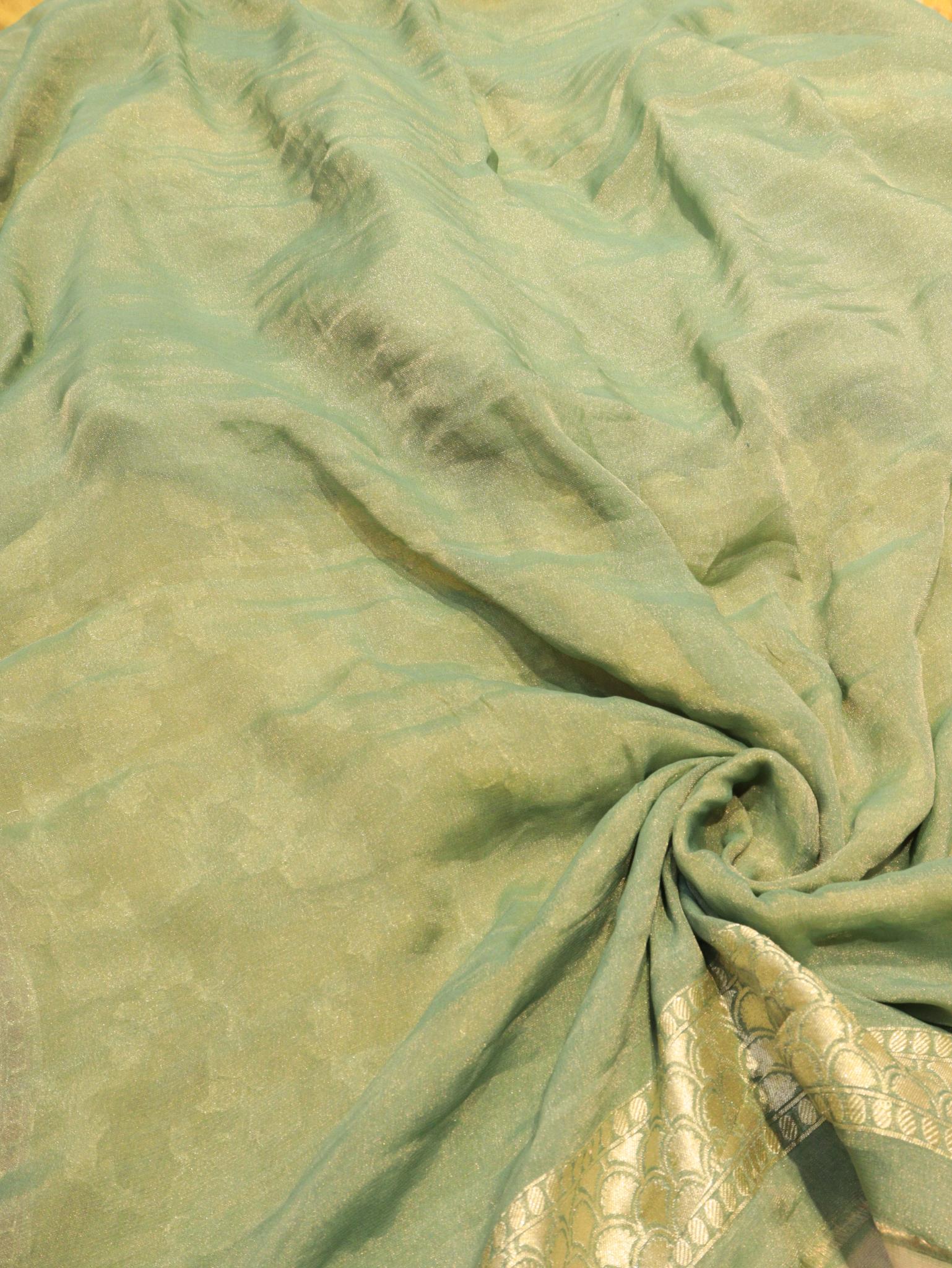 Yellow Tissue Georgette Banarasi saree full spread