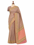 Muted Purple Tissue Georgette Banarasi saree front drape view