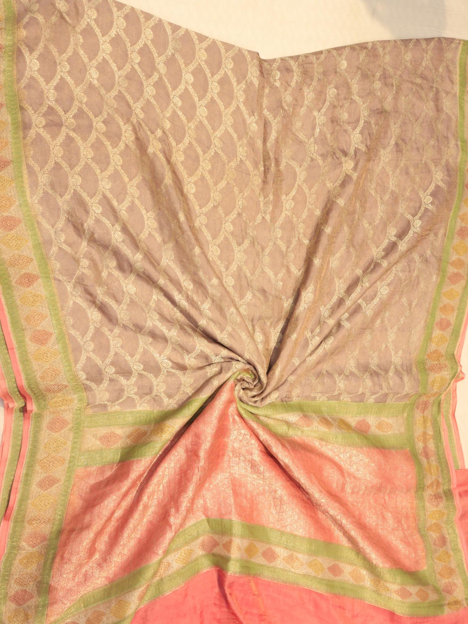 Muted Purple Tissue Georgette Banarasi saree full spread