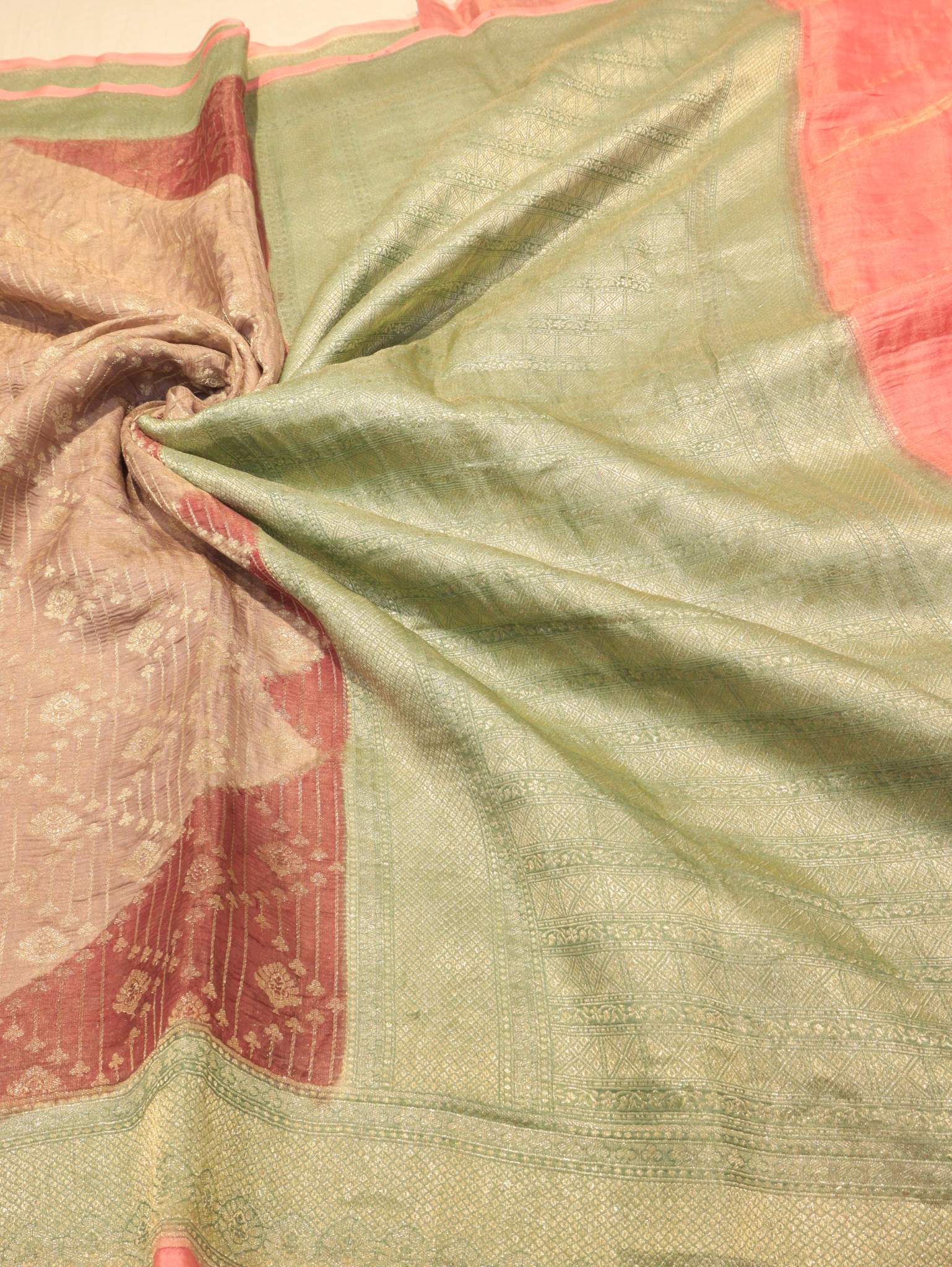 Muted Shades Tissue Georgette Banarasi saree blouse piece