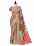 Muted Shades Tissue Georgette Banarasi saree front drape view