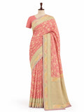 Dusty Rose Tissue Georgette Banarasi saree front drape view