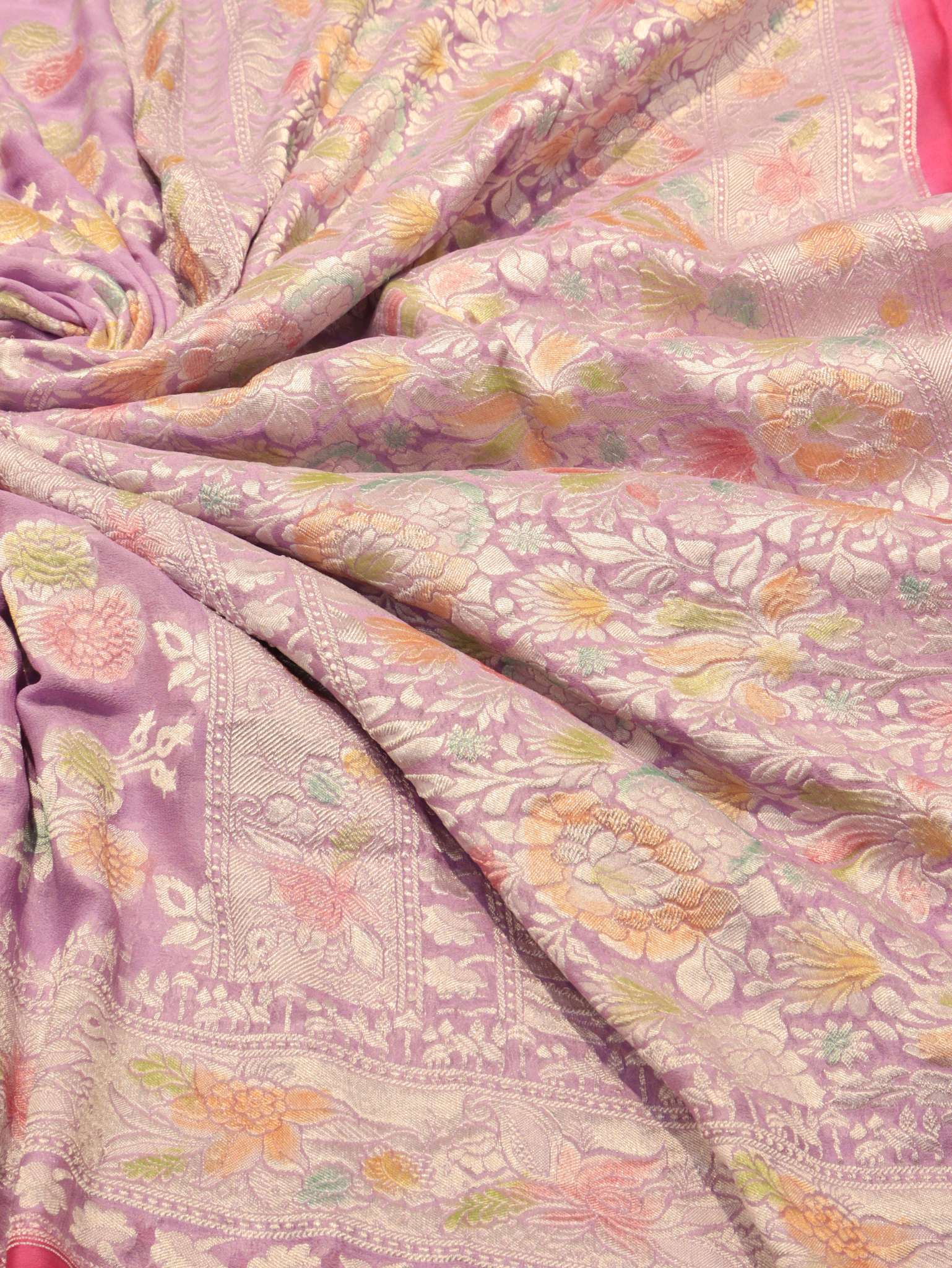 Lavender Khaddi Georgette Banarasi saree blouse piece