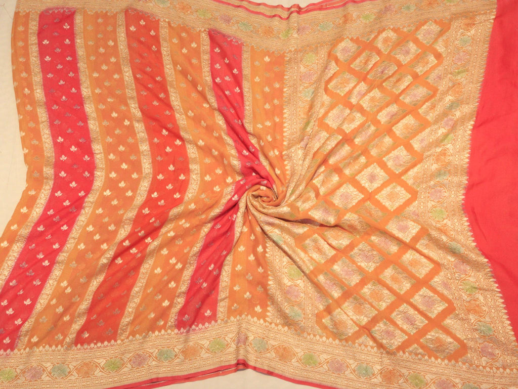 Rangkart Khaddi Georgette Banarasi saree full spread