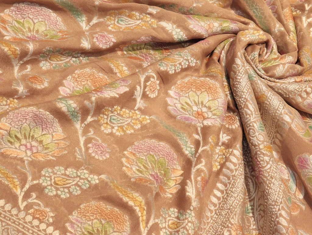 Taupe Khaddi Georgette Banarasi saree blouse piece