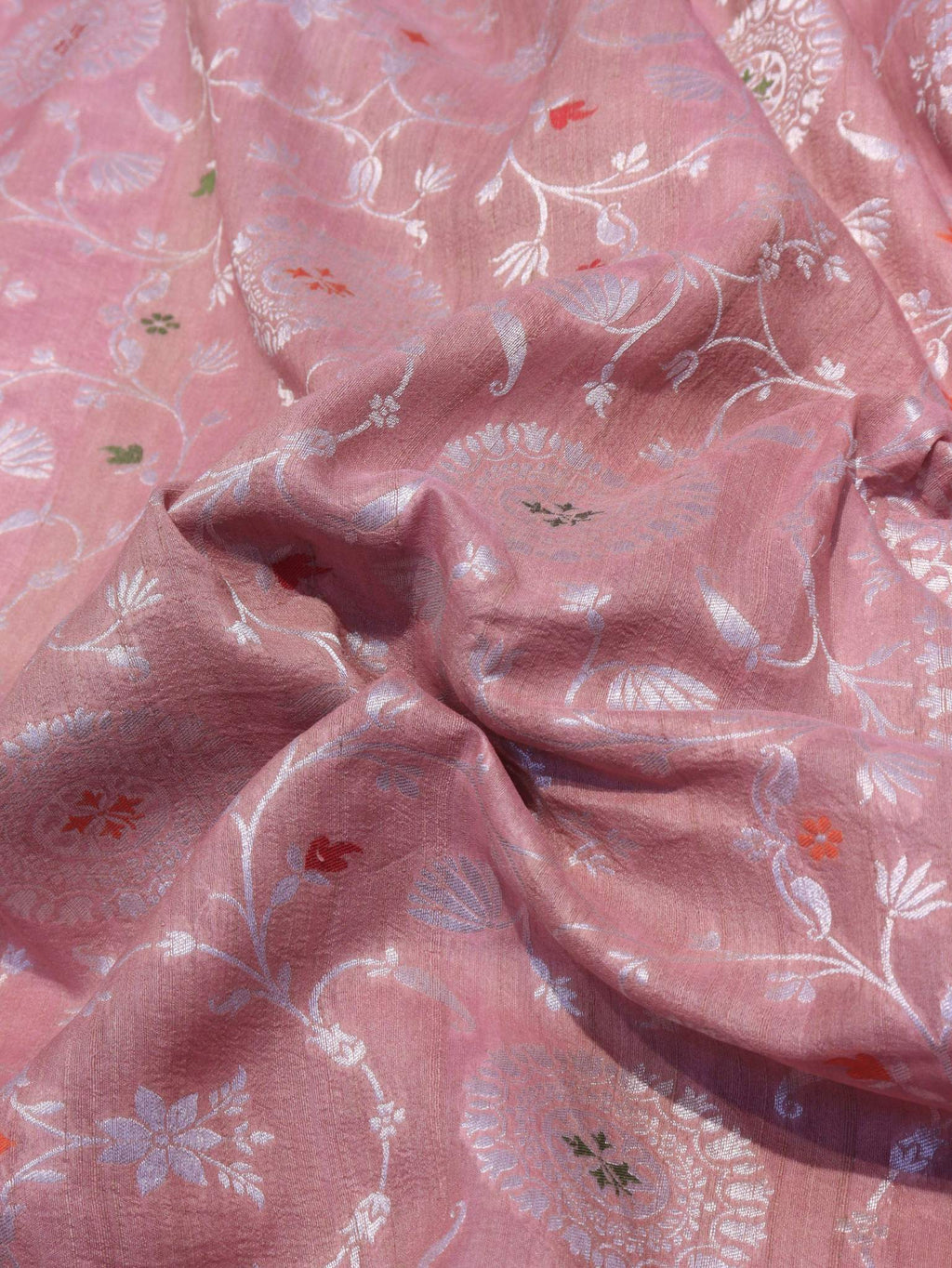 Dusty Pink Tussar Silk Banarasi saree zari work detail
