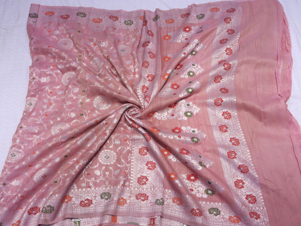 Dusty Pink Tussar Silk Banarasi saree folded view