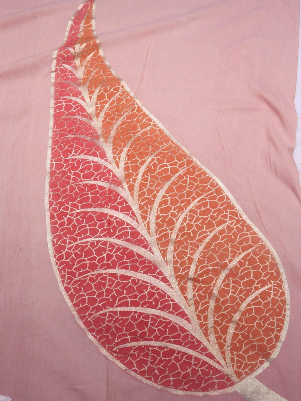 Soft Rose Moonga Silk Banarasi saree pallu detail