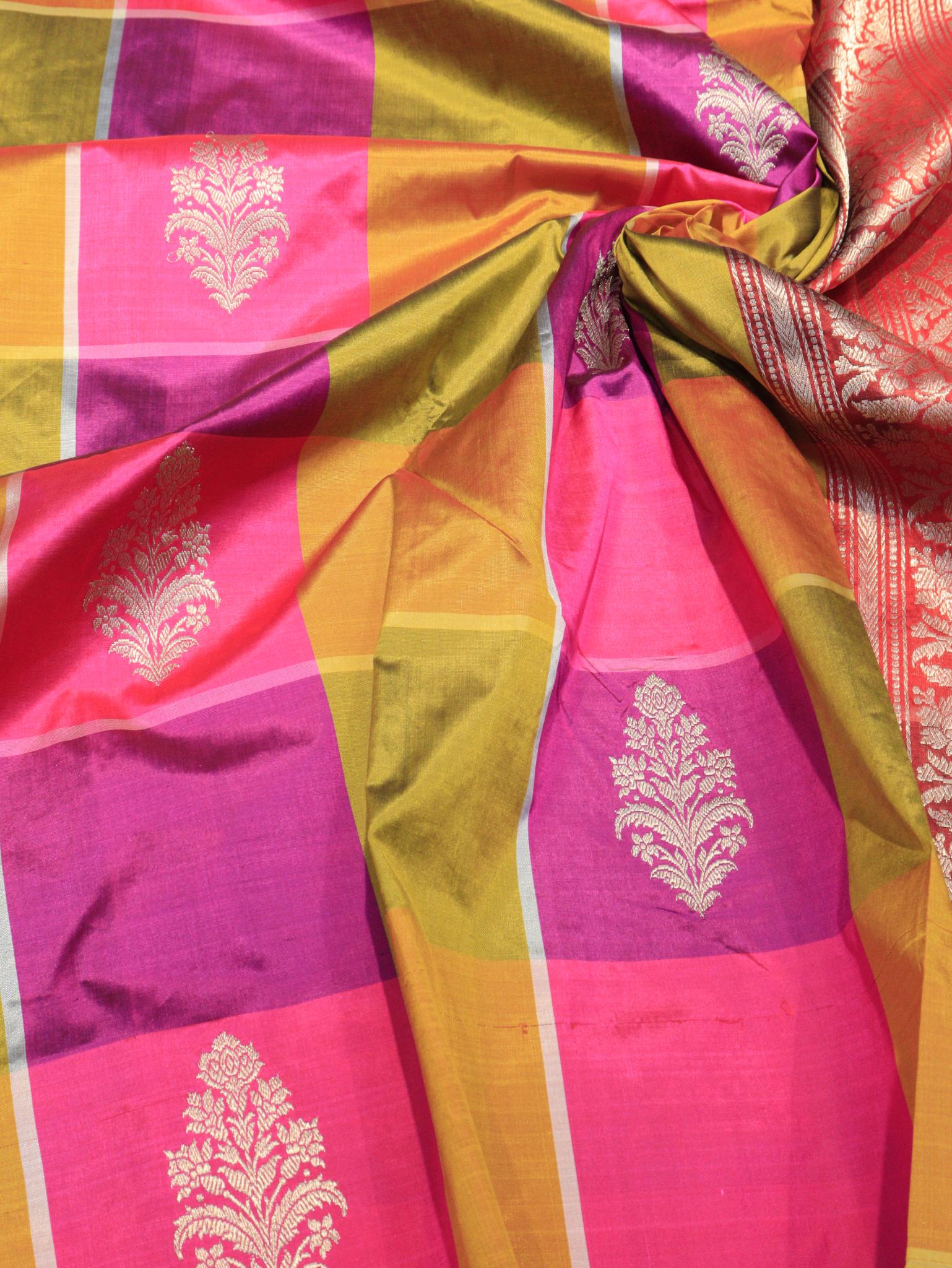 Rangkat Katan Silk Banarasi saree border closeup
