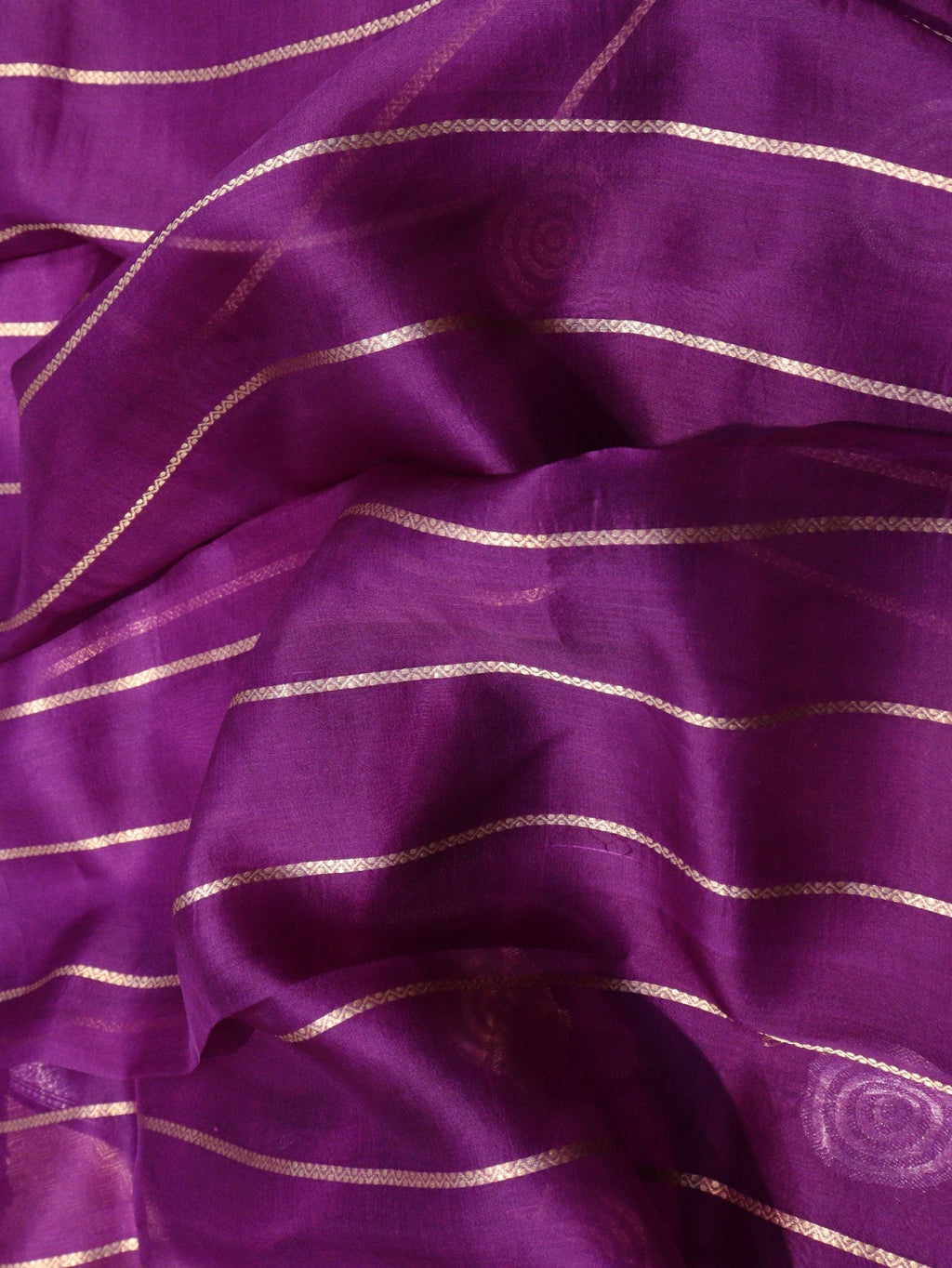 Purple Kora Silk Banarasi saree front drape view