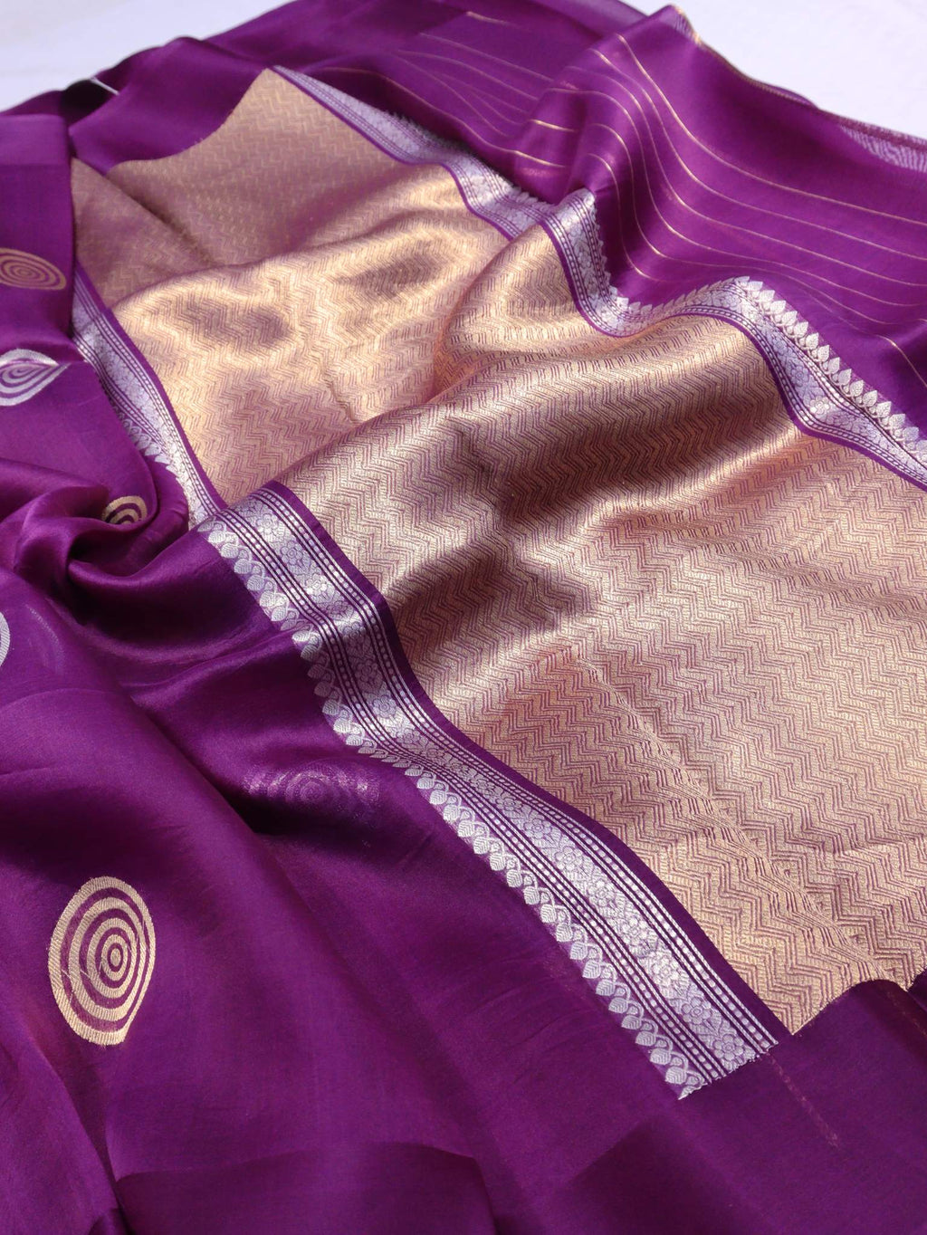 Purple Kora Silk Banarasi saree blouse piece