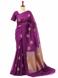 Purple Kora Silk Banarasi saree texture detail