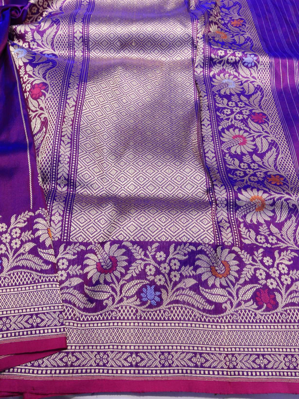 Dhoop Chav Purple Katan Silk Banarasi saree blouse piece