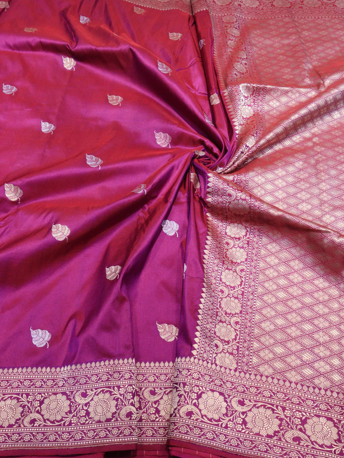 Dhoop Chav Magenta Katan Silk Banarasi saree blouse piece