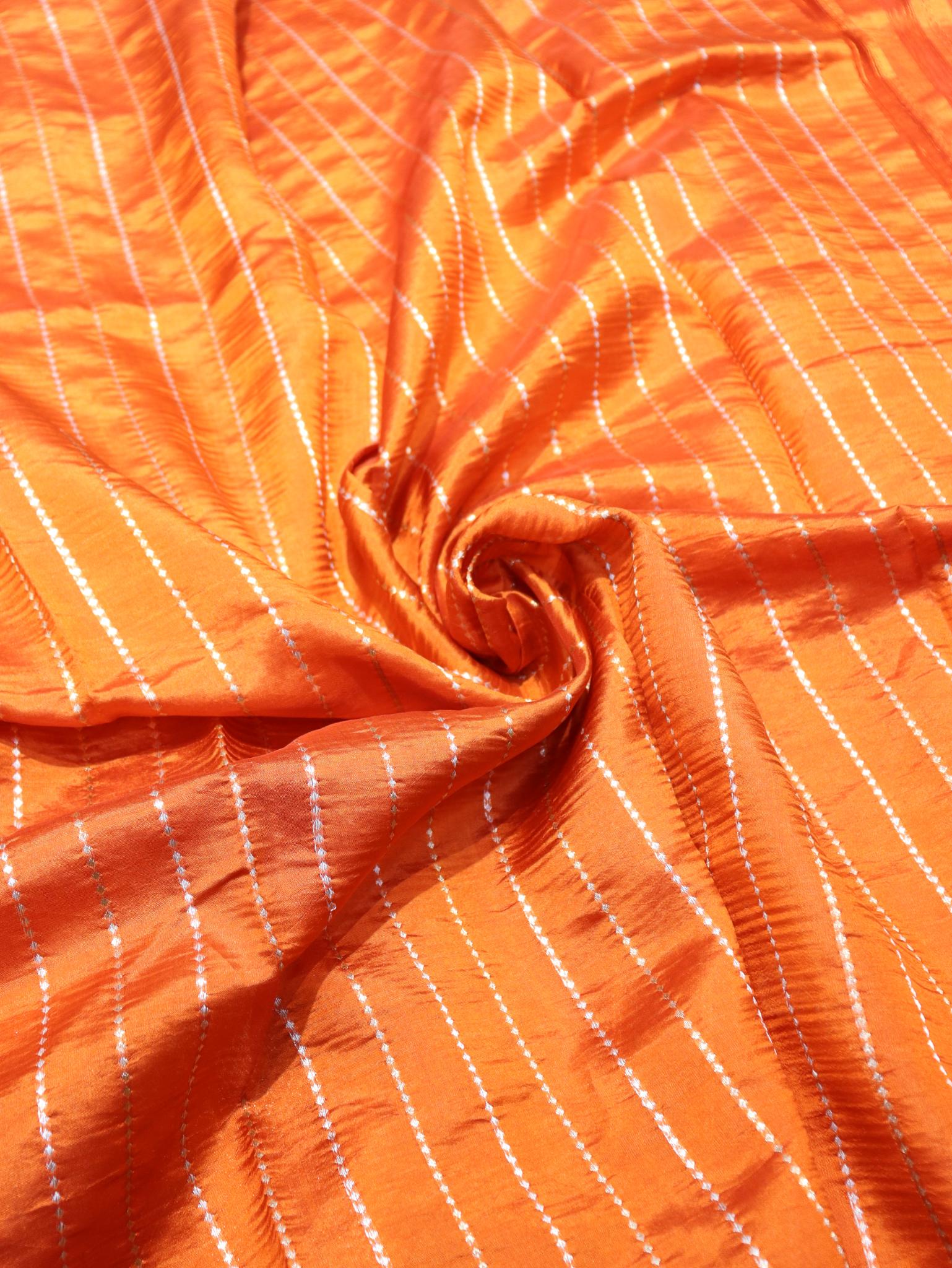 Rust Orange Katan Silk Banarasi saree blouse piece