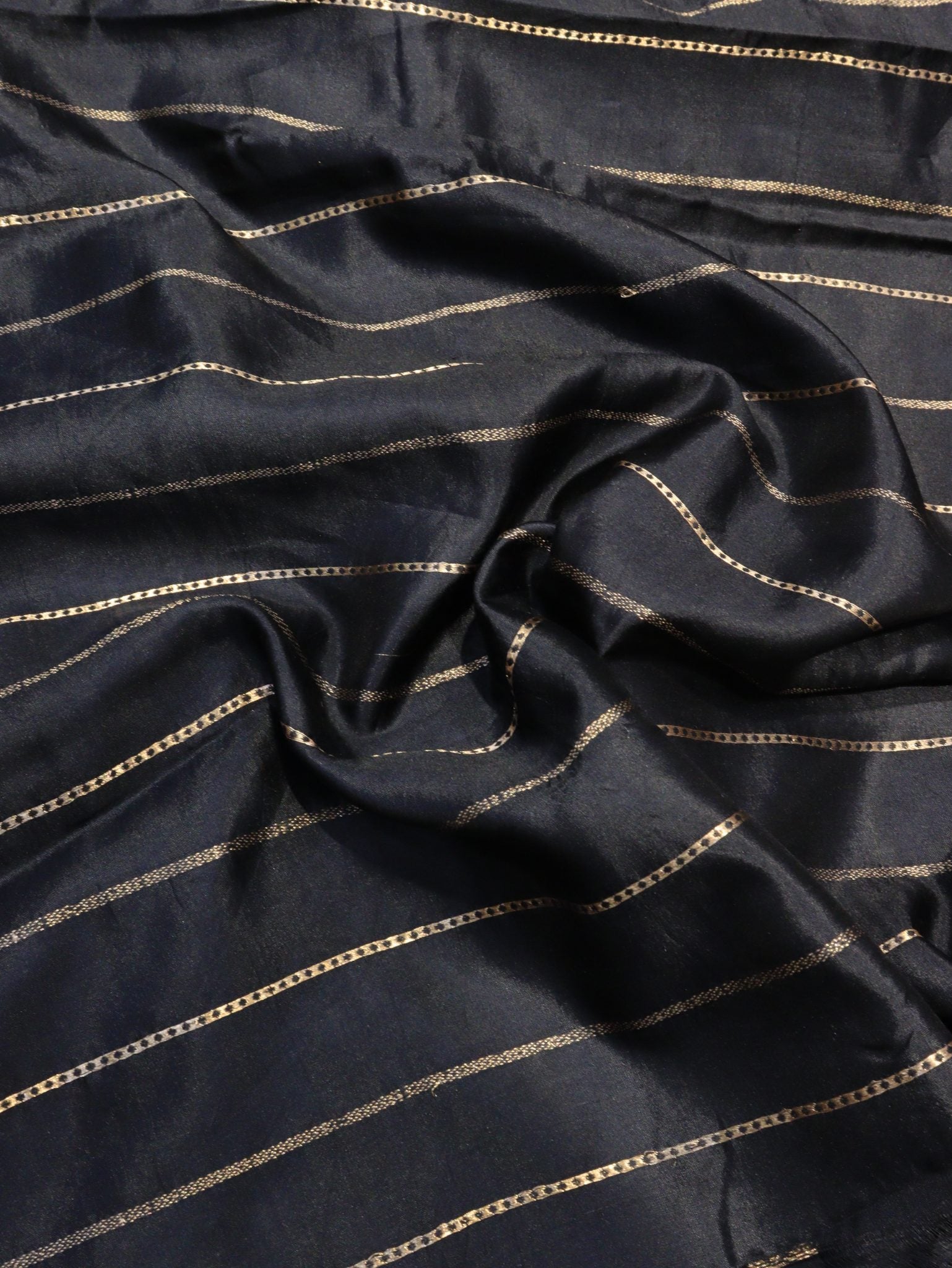 Black Soft Katan Banarasi saree pallu detail