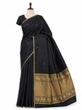Black Soft Katan Banarasi saree zari work detail