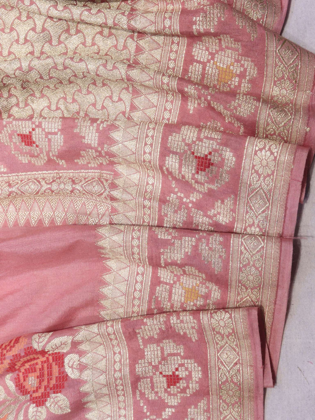 Dusty Rose Moonga Silk Banarasi saree blouse piece