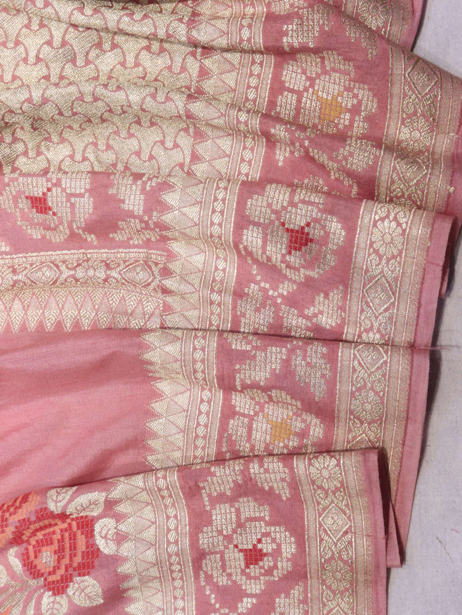 Dusty Rose Moonga Silk Banarasi saree blouse piece