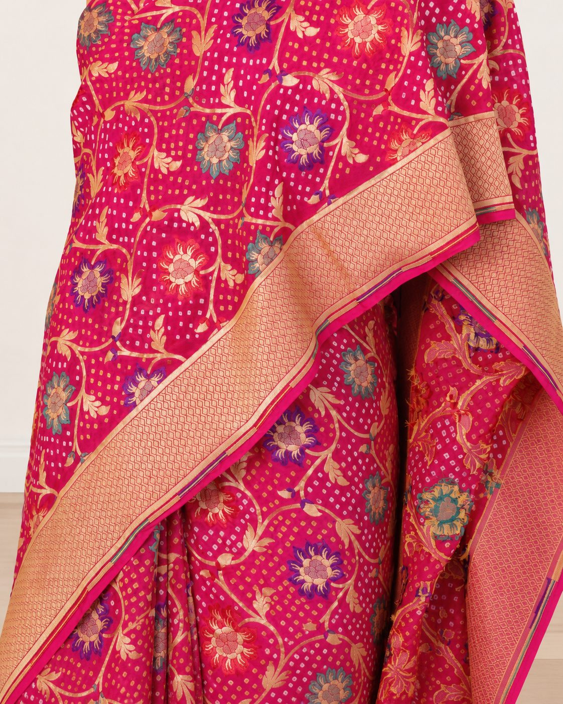 Rani pink colour Khaddi Georgette Banarasi saree blouse piece