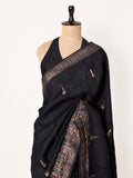 Black Tussar Silk Banarasi saree front drape view