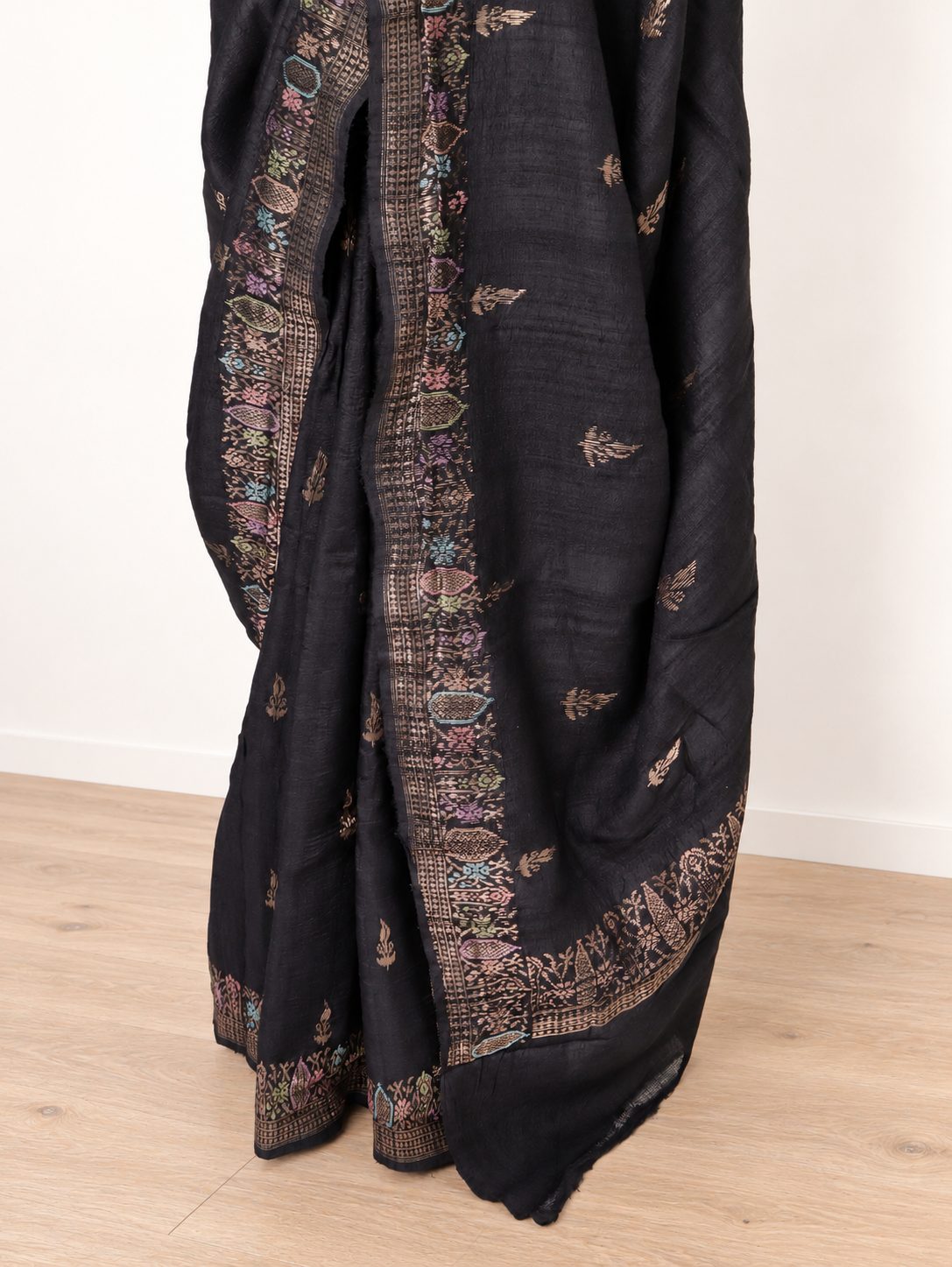 Black Tussar Silk Banarasi saree blouse piece