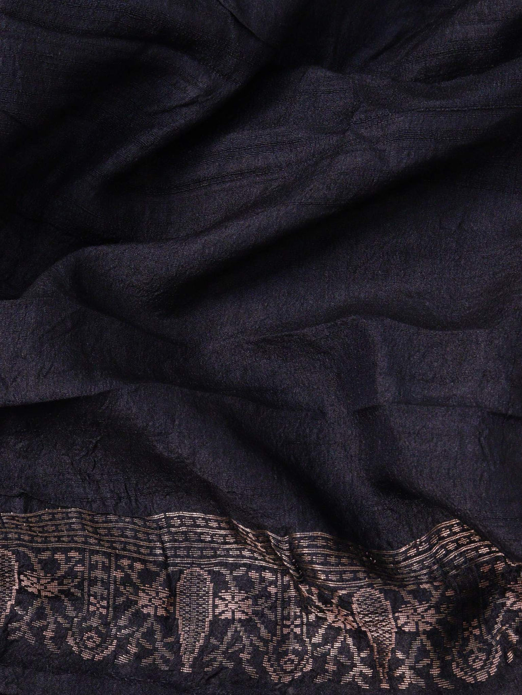 Black Tussar Silk Banarasi saree full spread