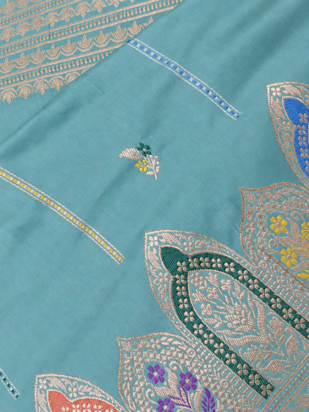 Sea Green Katan Silk Banarasi saree blouse piece