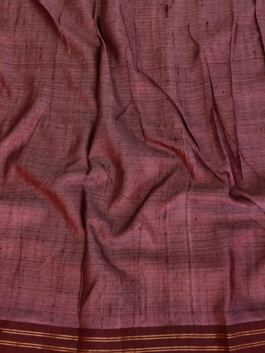 Soft peach-beige with pastel pink and powder-blue accents, contrasted by a deep maroon border Raw Silk Banarasi saree full spread