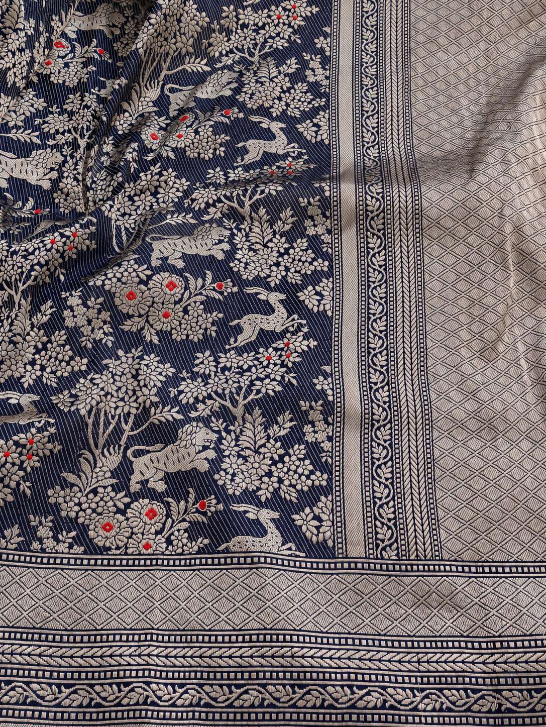 Royal Purpal Katan Silk Banarasi saree front drape view
