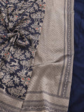 Royal Purpal Katan Silk Banarasi saree front drape view