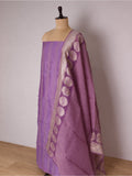 Lavender with light zari work Chanderi silk suit Banarasi suit front drape view