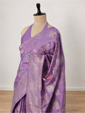 Lavender with soft gold detailing Katan Silk Banarasi saree front drape view