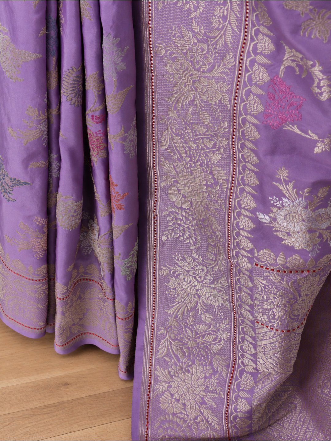 Lavender with soft gold detailing Katan Silk Banarasi saree blouse piece