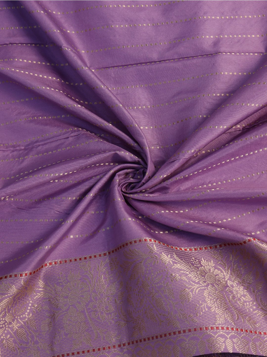 Lavender with soft gold detailing Katan Silk Banarasi saree folded view