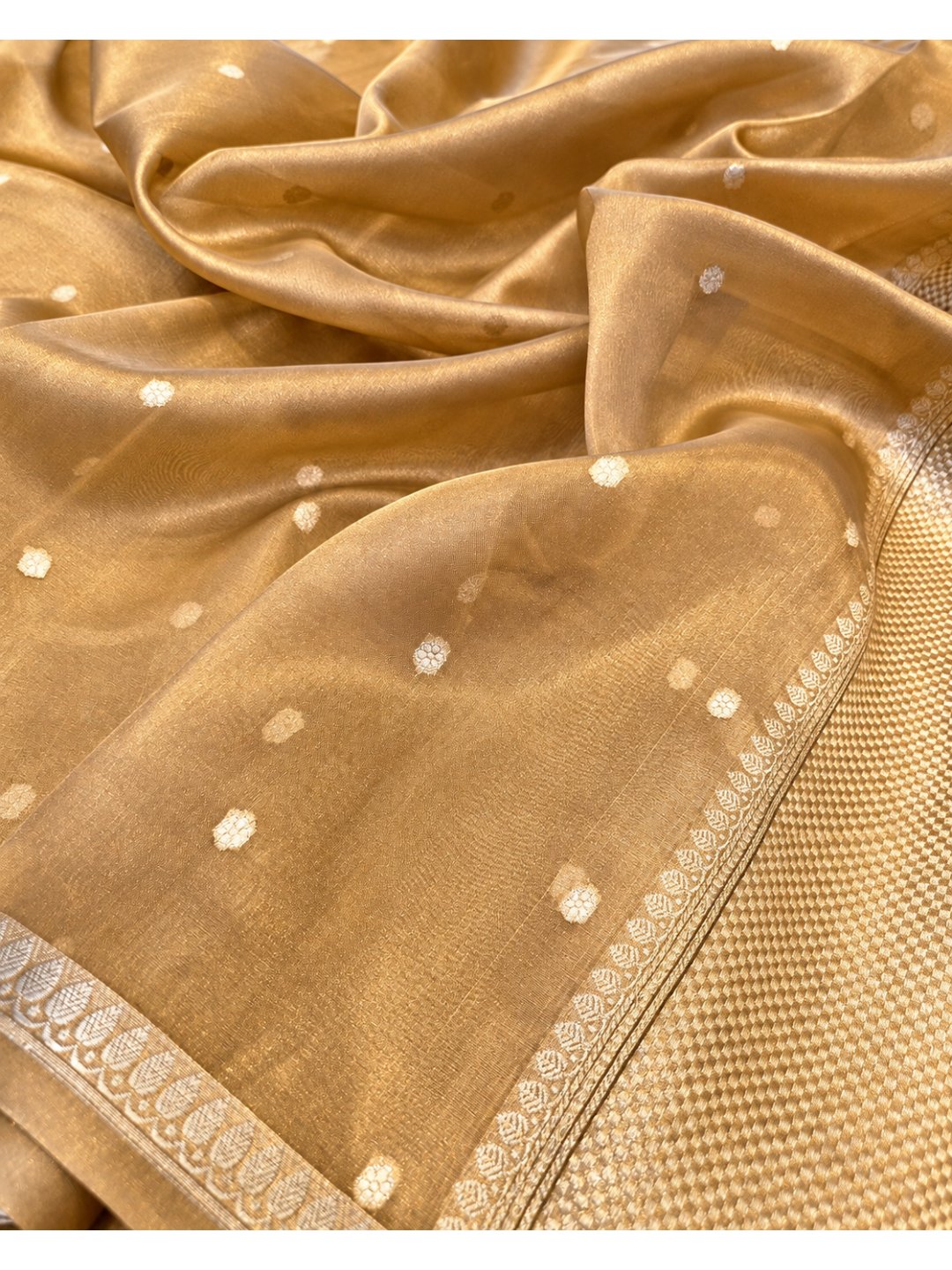 Gold Tissue Silk Banarasi saree pallu detail