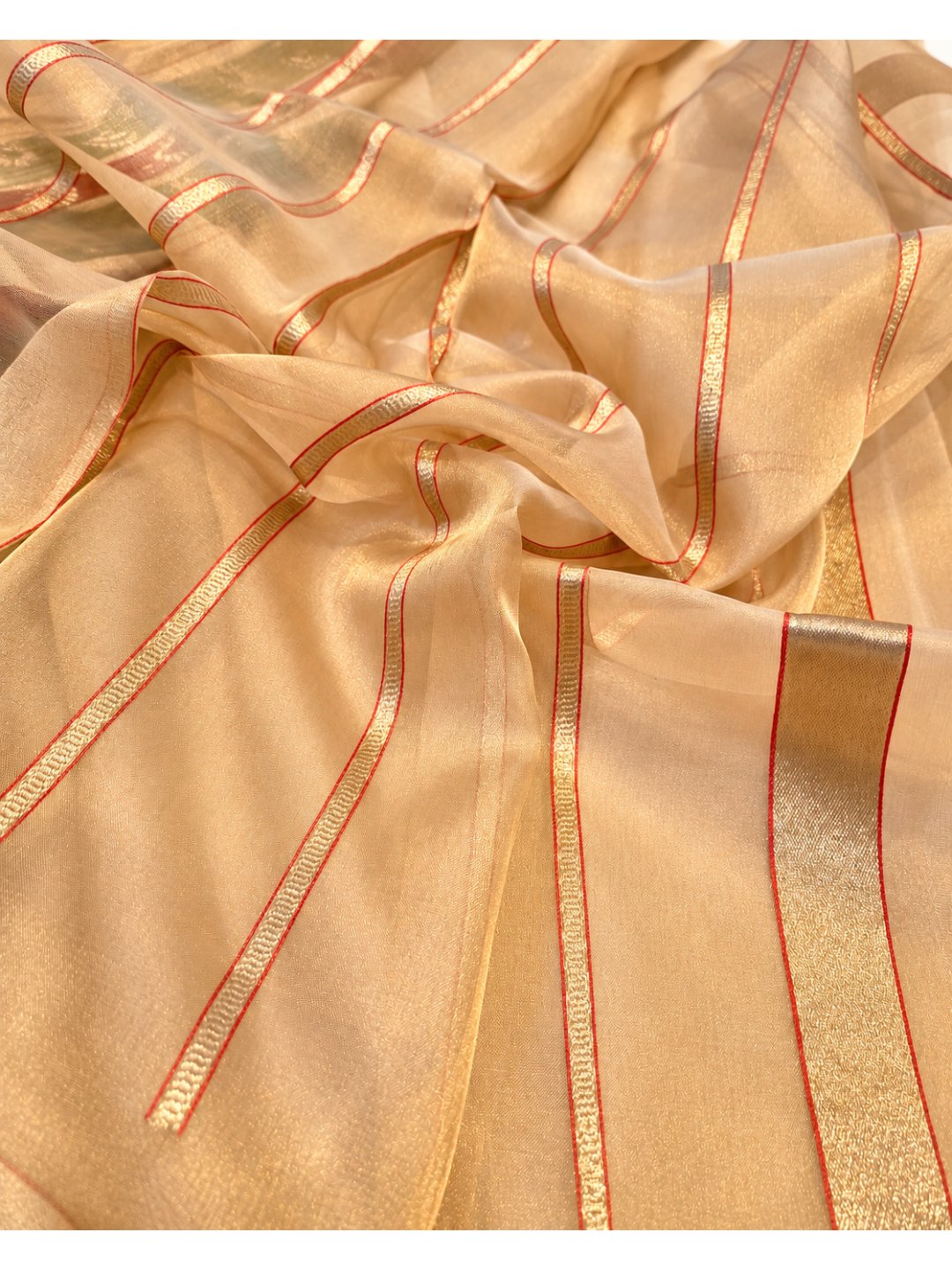 Gold Tissue Silk Banarasi saree full spread