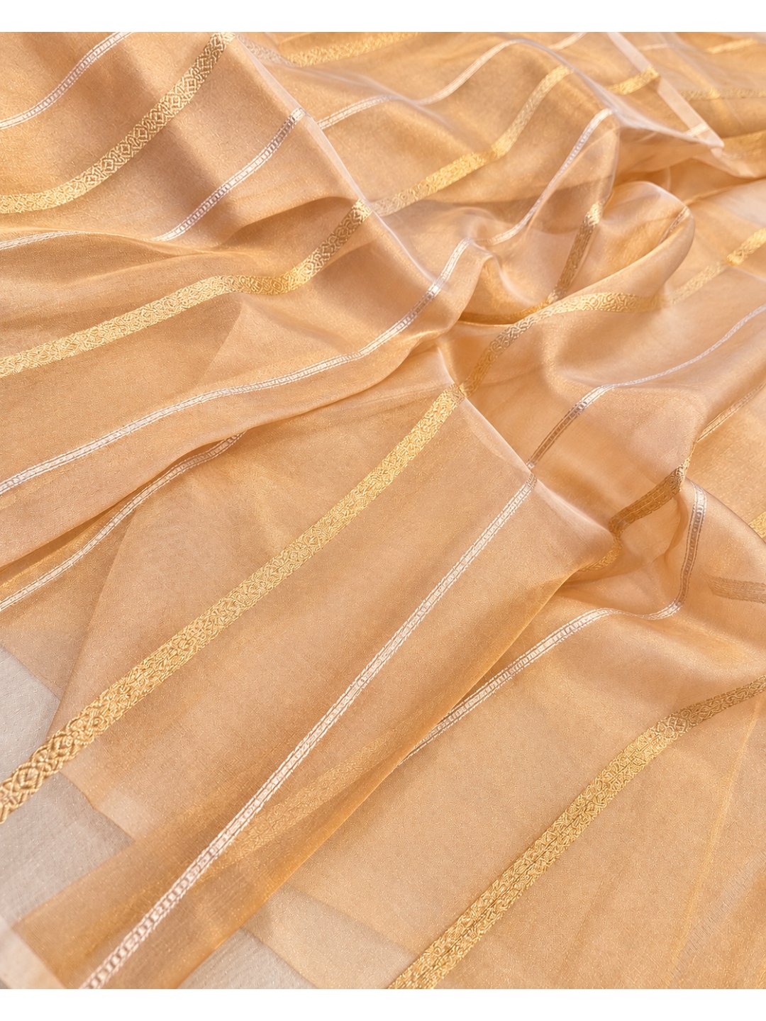 Gold Tissue Silk Banarasi saree texture detail