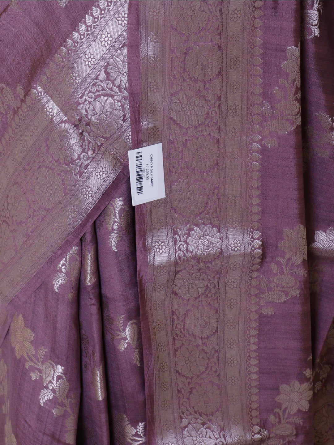 Dusty mauve purple with silver-toned detailing Chiniya Silk Banarasi saree blouse piece