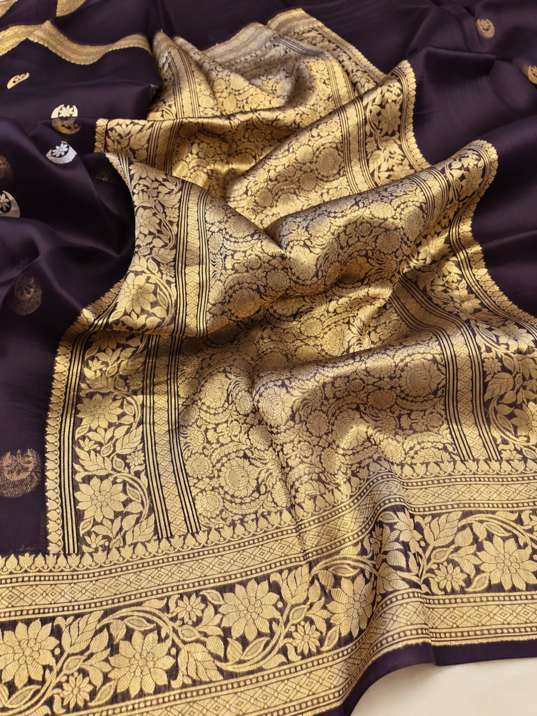 Coffee Kora Silk Banarasi saree blouse piece