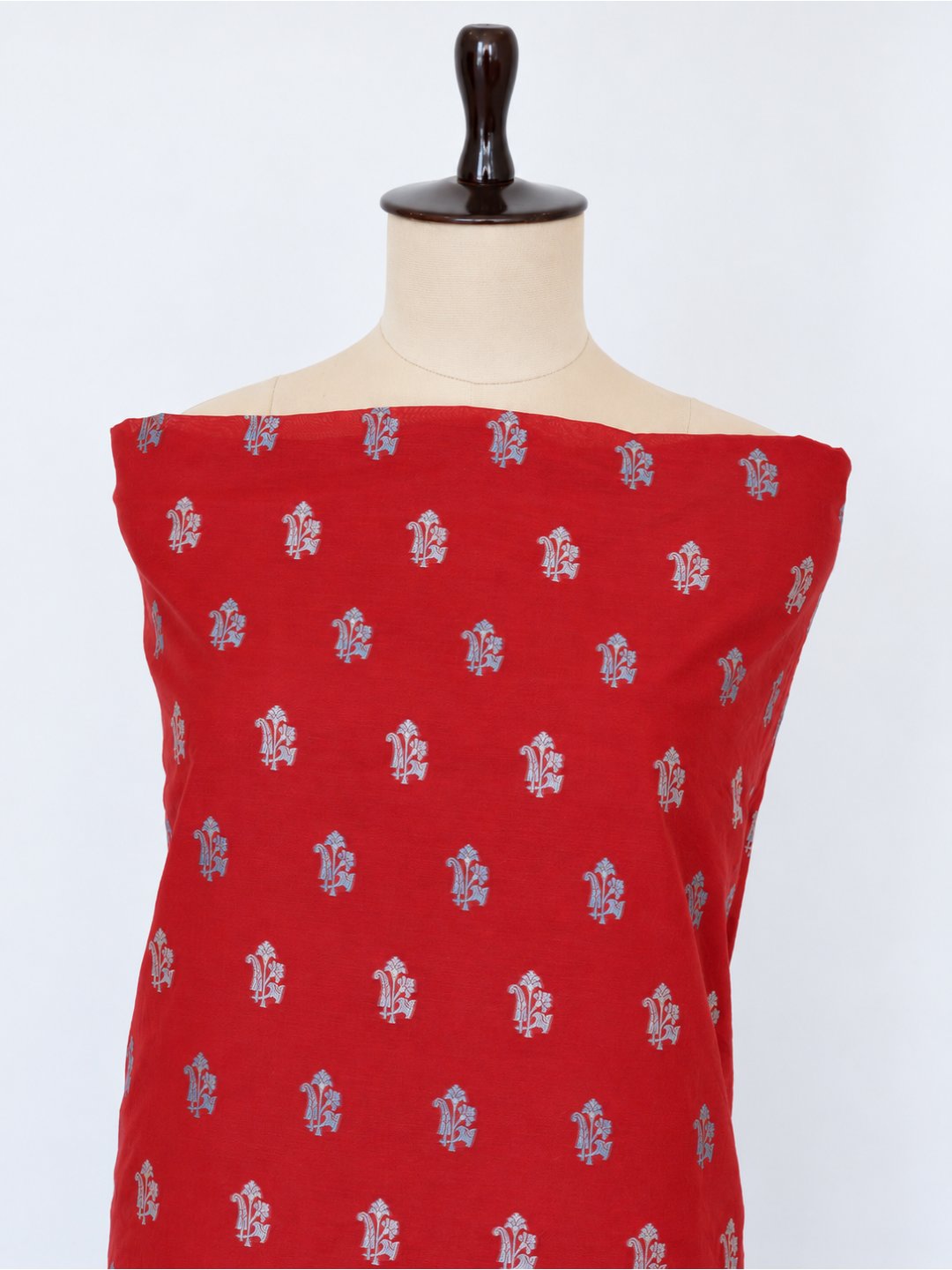 Red Cotton Banarasi suit bottom detail