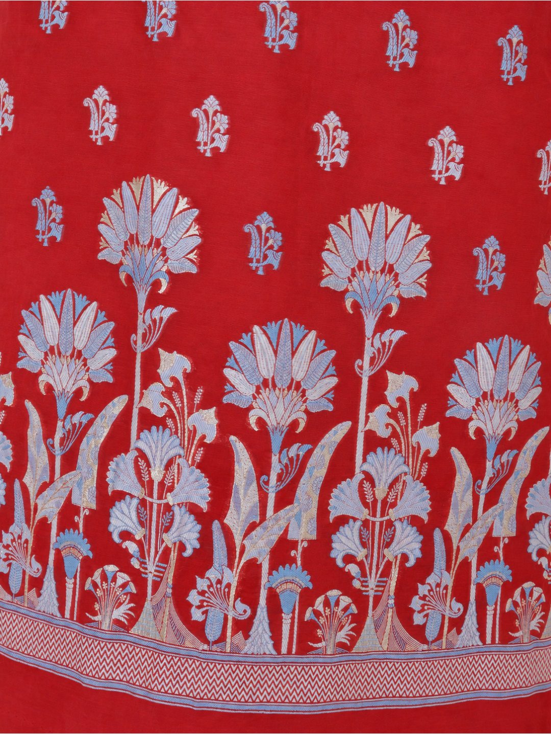Red Cotton Banarasi suit sleeve detail