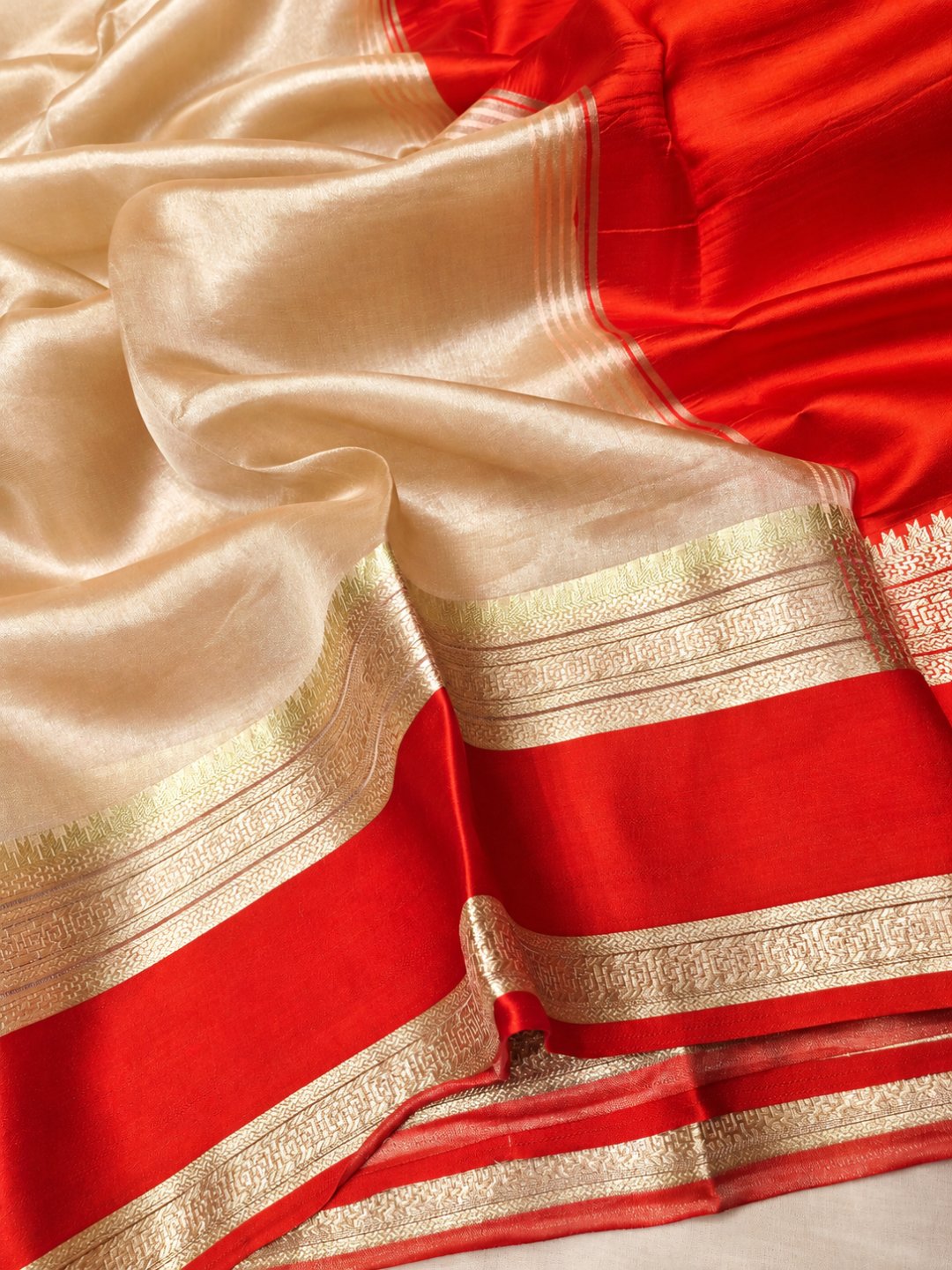 Red Tissue Silk Banarasi saree blouse piece