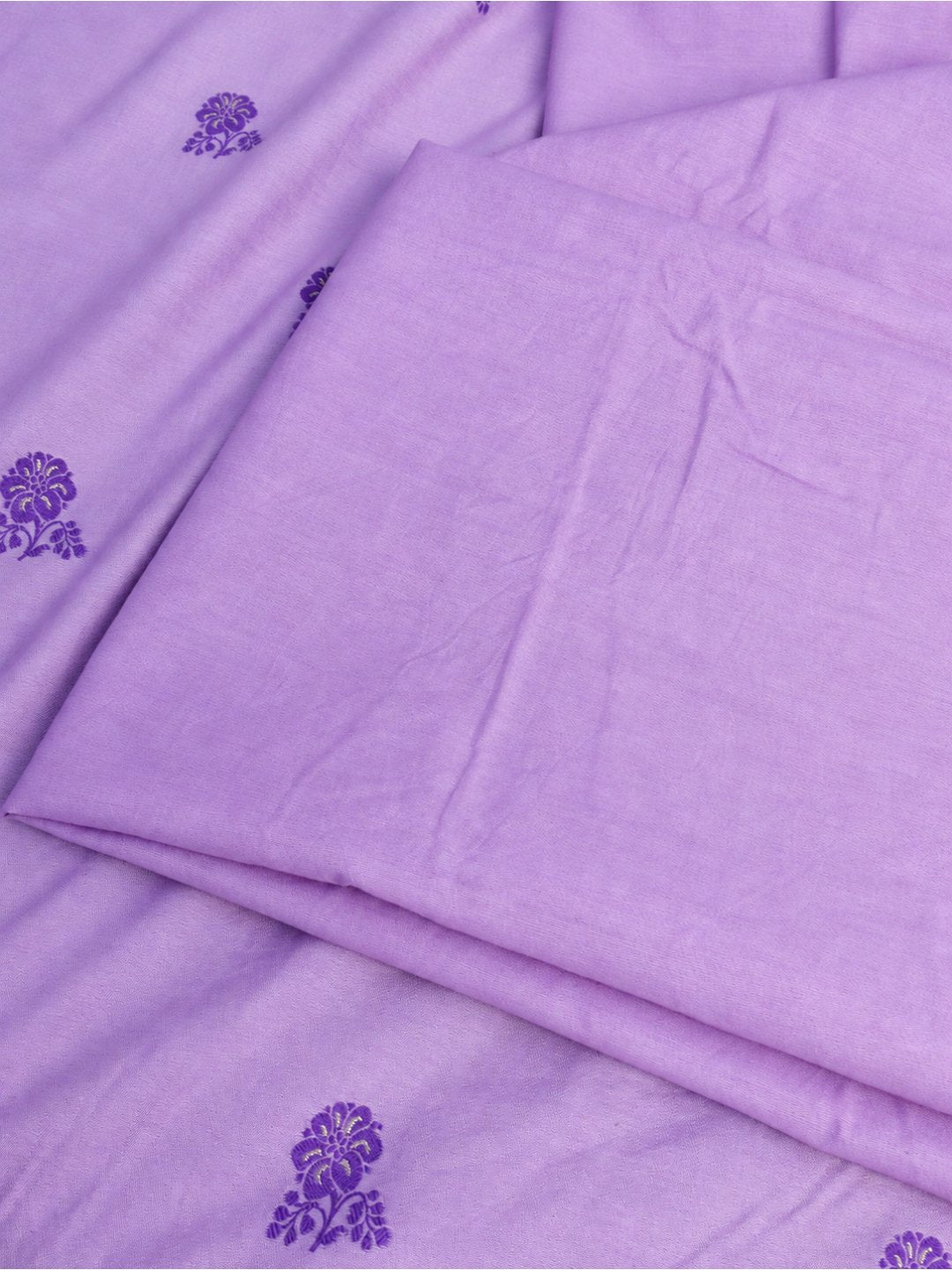 Levender Cotton Banarasi suit front drape view