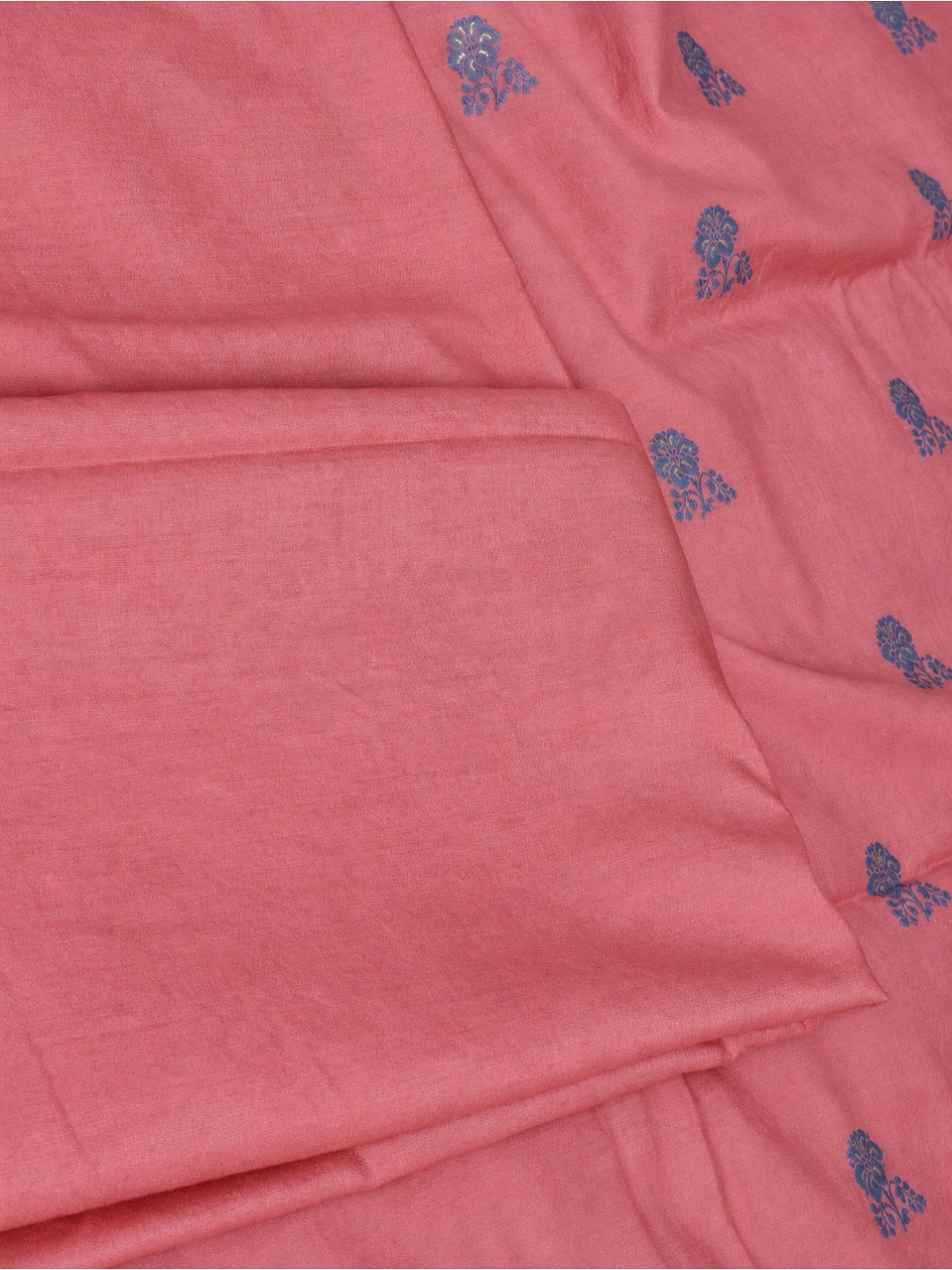 Soft Rose Pink Cotton Banarasi suit front drape view